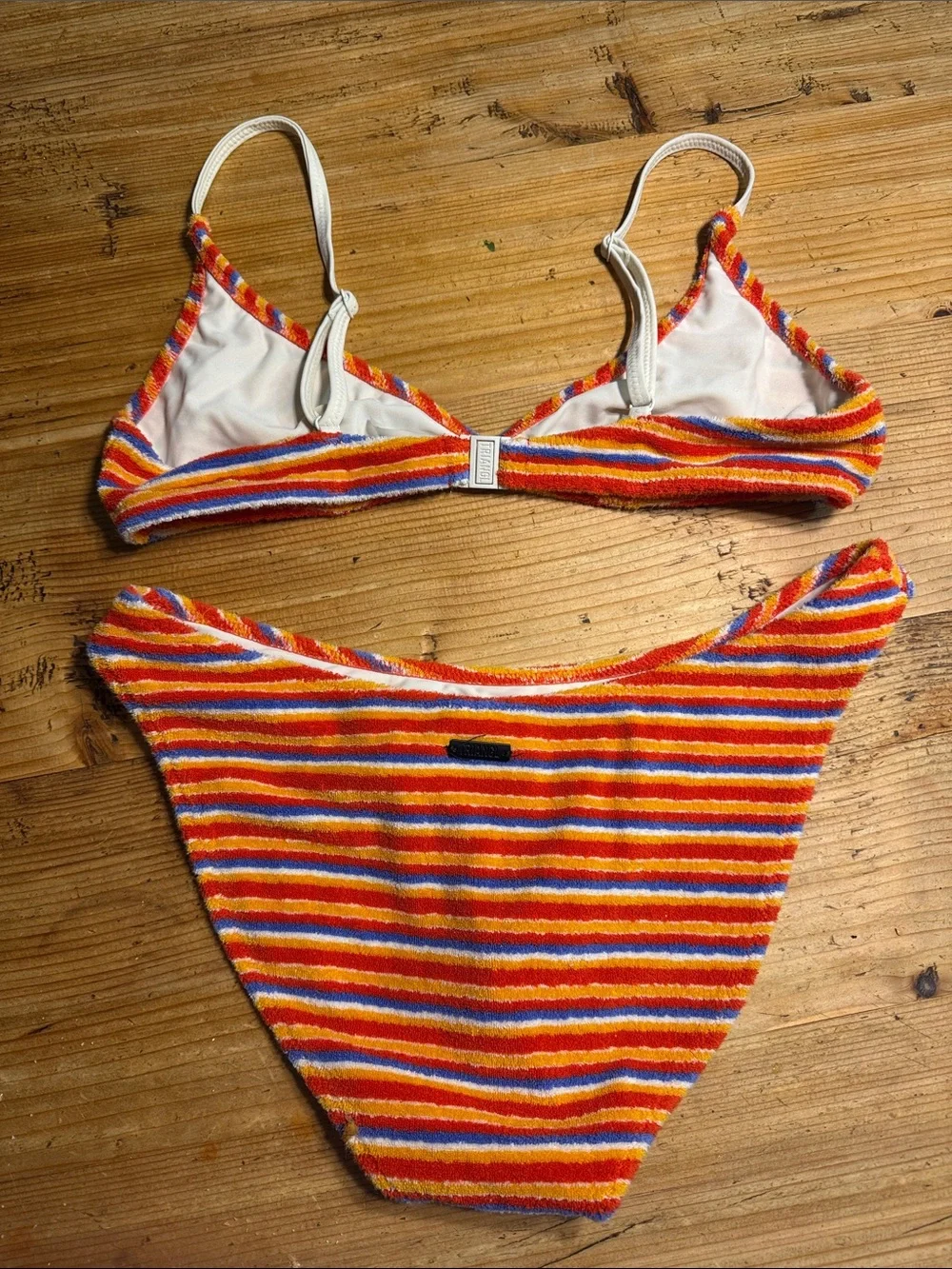 triangl swimwear Orange, Red, Yellow & Blue Striped Bikini